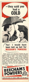 Umbrella Women Beehams 1950s Vintage Retro Advert Poster