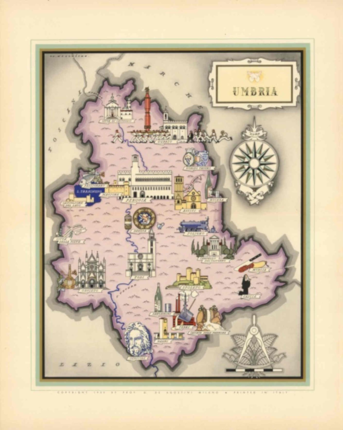 Umbria Map 1931 Vintage Retro Advert Poster