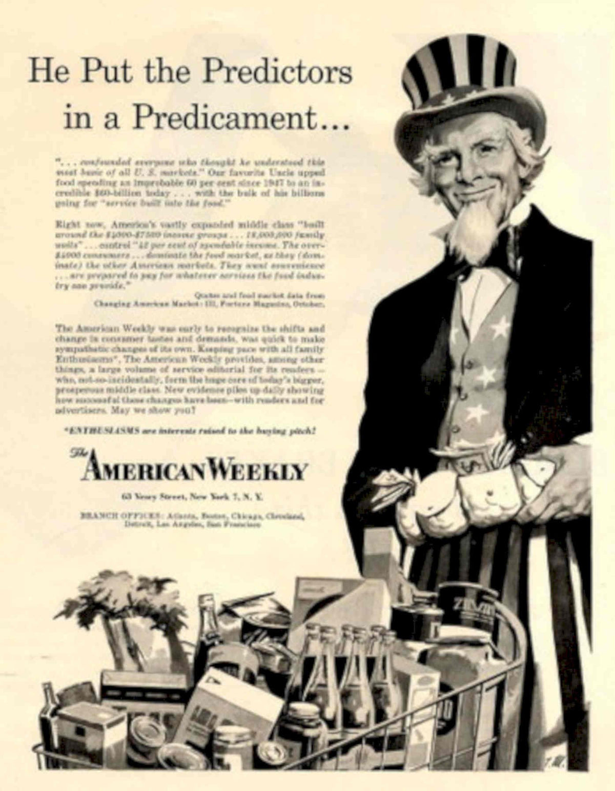 Uncle Sam Food 1950s Vintage Retro Advert Poster