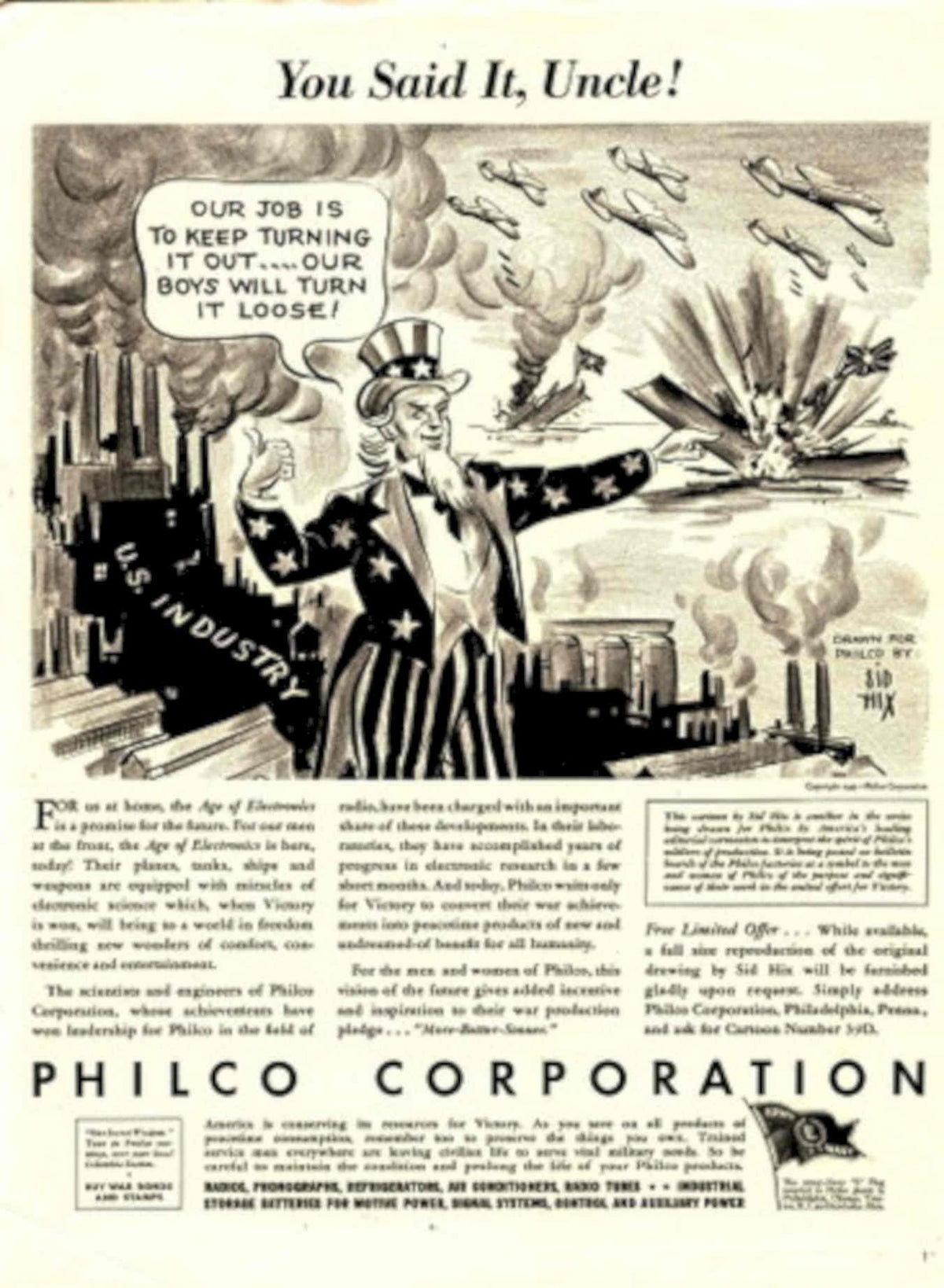 Uncle Sam Industry 1940s Vintage Retro Advert Poster