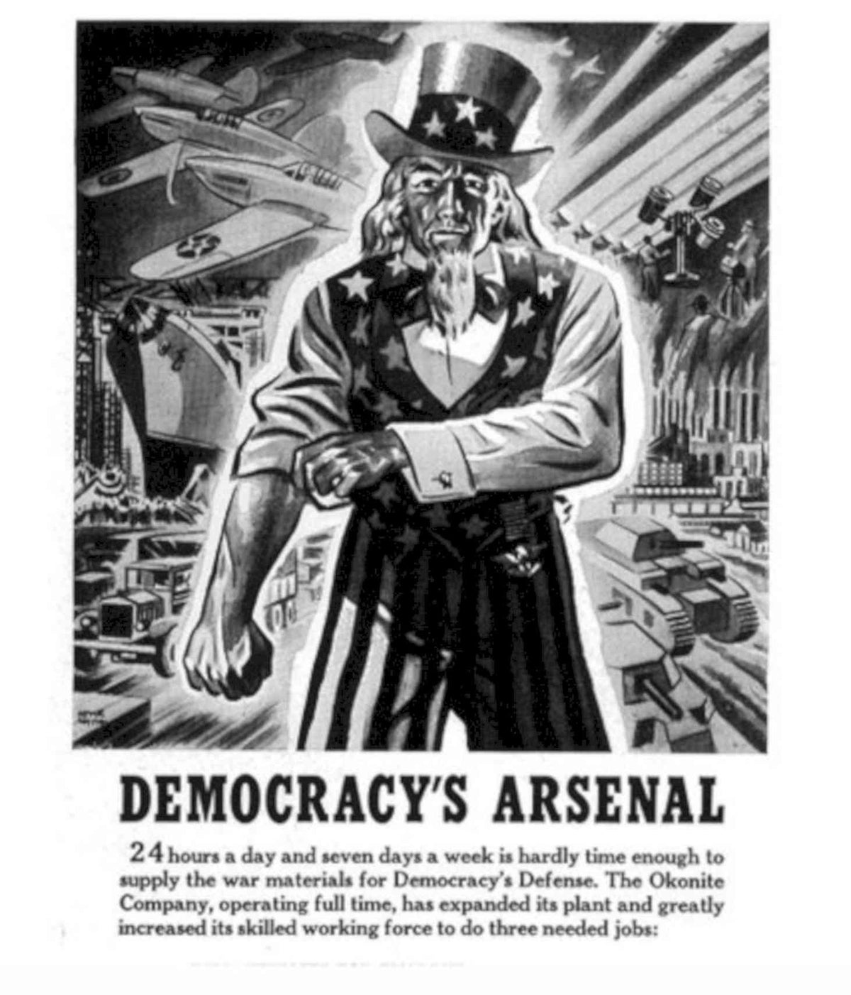 Uncle Sam Warfare 1940s Vintage Retro Advert Poster