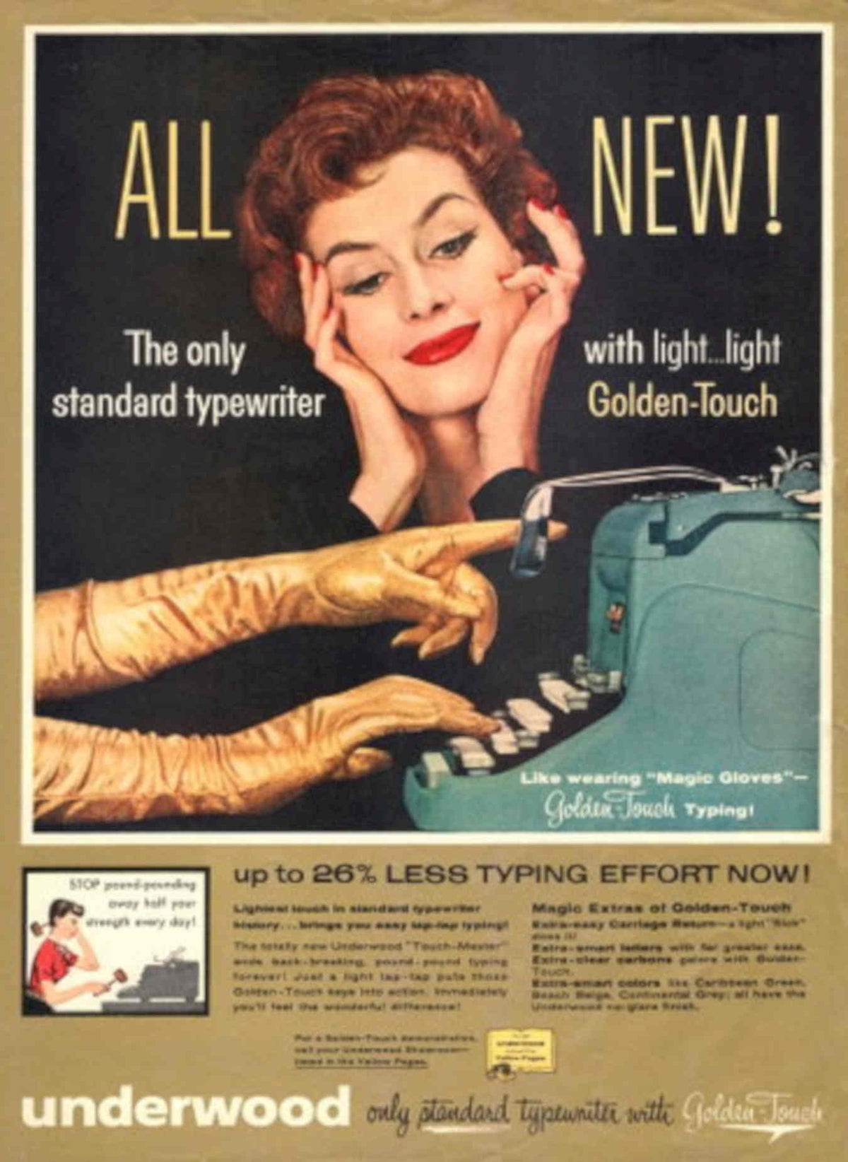 Underwood Golden Touch 1950s Vintage Retro Advert Poster