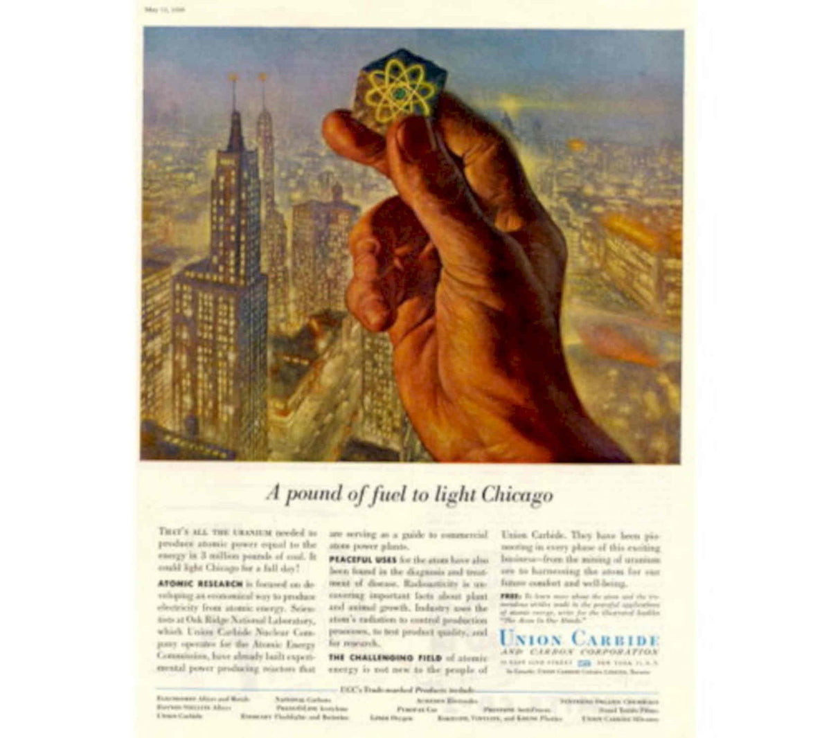 Union Carbide Chicago 1950s Vintage Retro Advert Poster