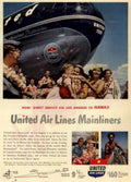 United Air Mainliners Vintage Retro Advert Ads A4 Photo Print
