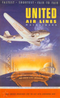 United Airlines Map 1930s Vintage Retro Advert Poster