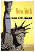 United Airlines New York Statue Liberty Advert A4 Photo Print