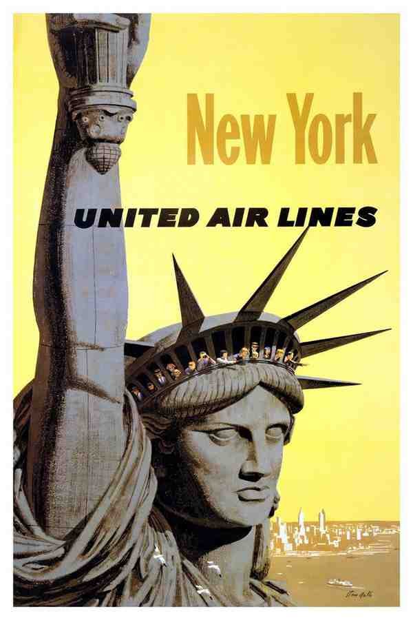 United Airlines New York Statue Liberty Advert A4 Photo Print