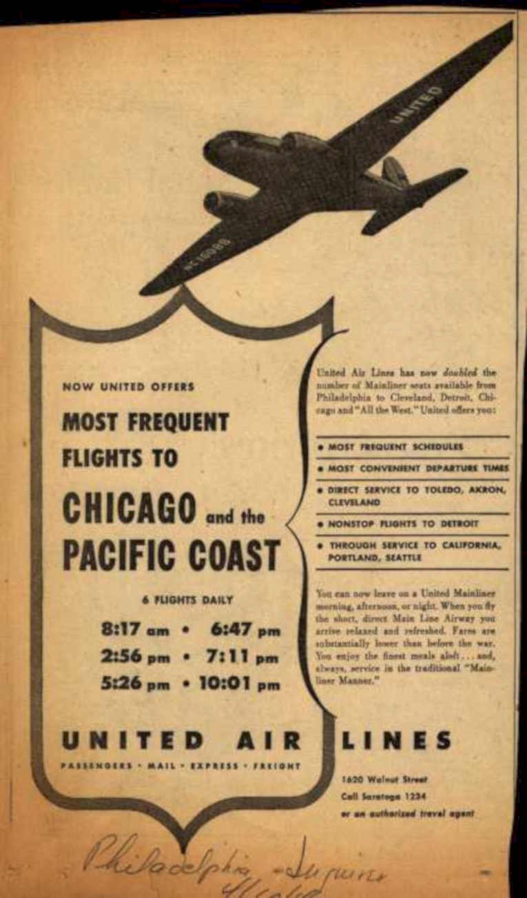 United Dc3 Flyer Vintage Retro Advert Ads A4 Photo Print