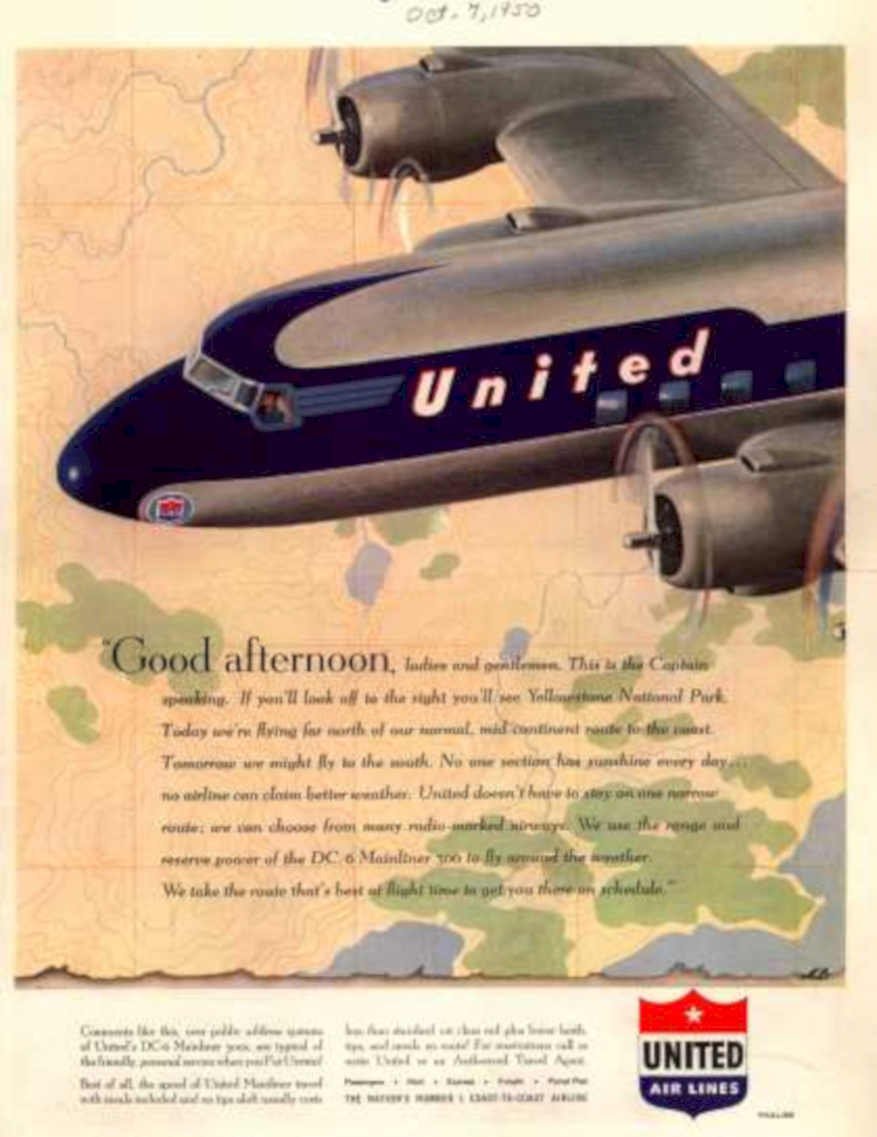 United Dc3 Mainliner Vintage Retro Advert Ads A4 Photo Print