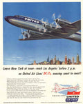 United Dc7 Skytrain 1950s Vintage Retro Advert Poster
