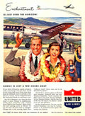 United Hawaii Boeing 1950s Vintage Retro Advert Poster
