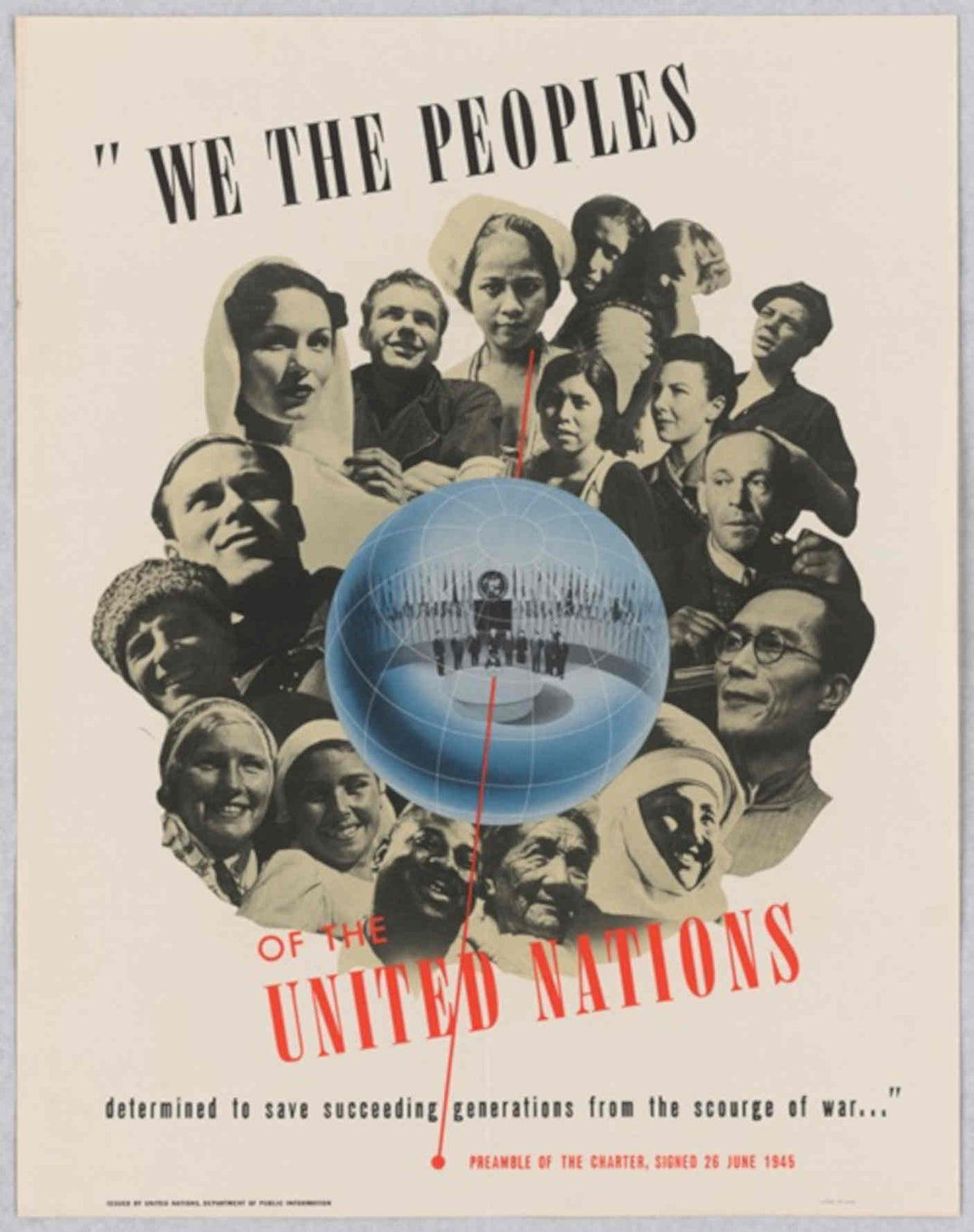 United Nations Globe American World War II Advert Poster