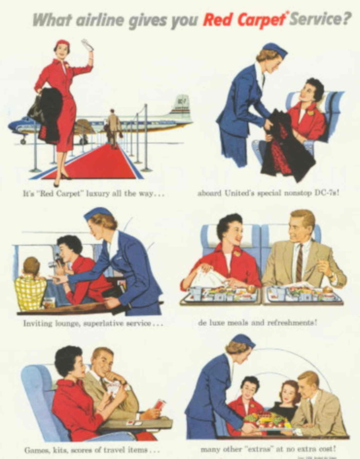 United Red Carpet 1950s Vintage Retro Advert Poster