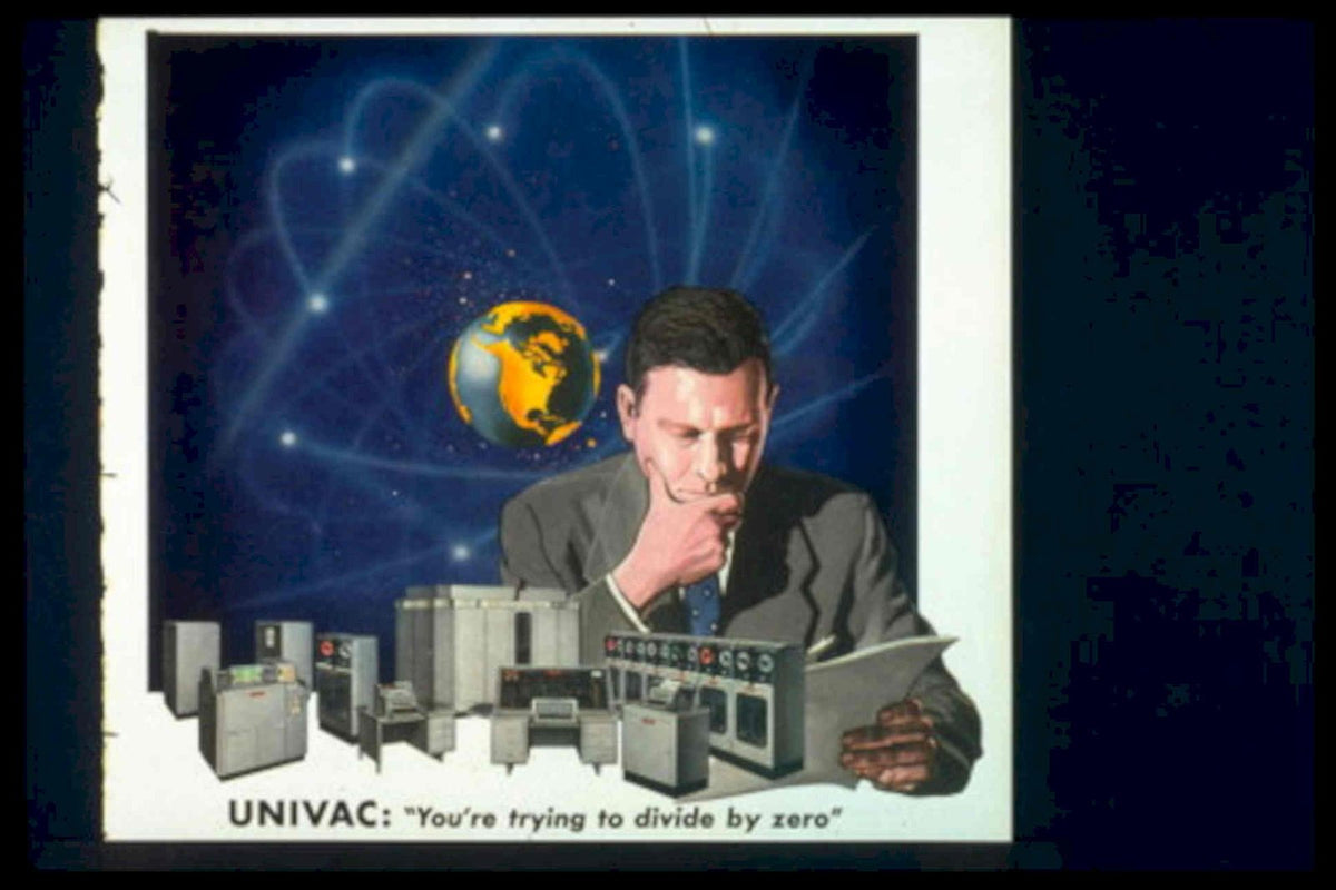 Univac Computer Globe 1950s Vintage Retro Advert Poster