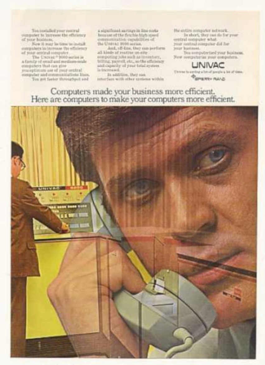 Univac Computer Office Vintage Retro Advert Ads A4 Photo Print