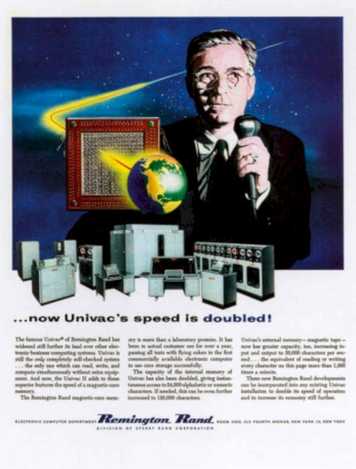 Univac Computers Speed 2 1950s Vintage Retro Advert Poster