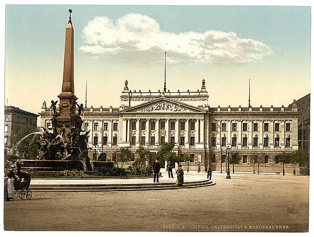 University and Mendebrunnen Leipsig Saxony Vintage A4 Photo Print