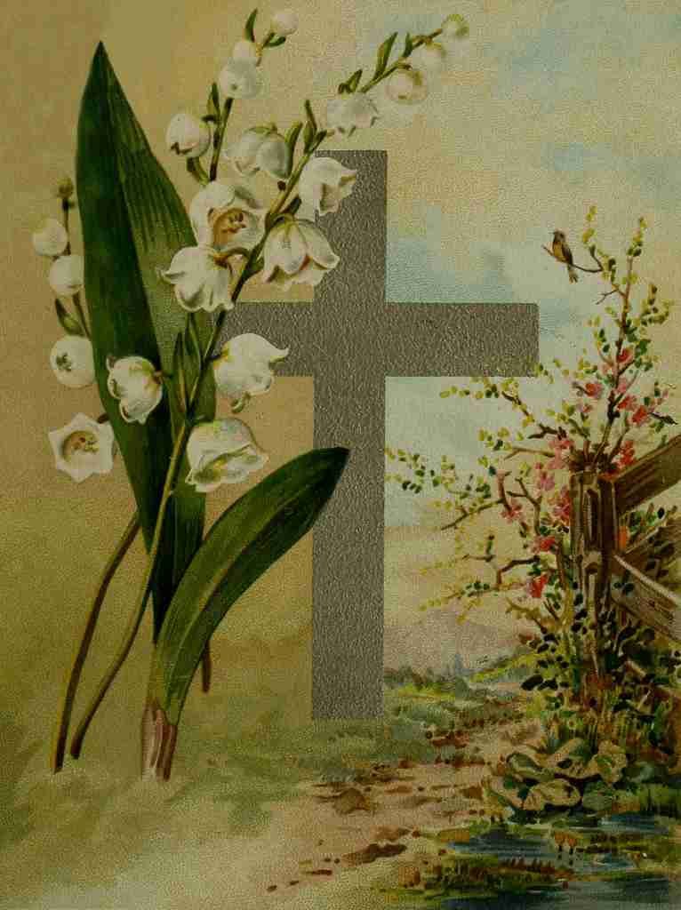 Unknown Seven Songs for Eastertide 1886 Cross & Lilies A4 Photo Print