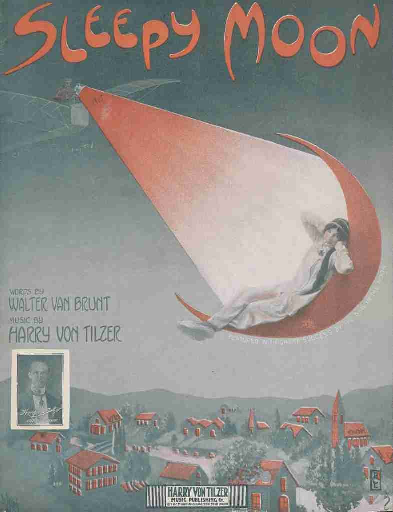 Unknown Sheet music cover 1915 Sleepy Moon A4 Photo Print