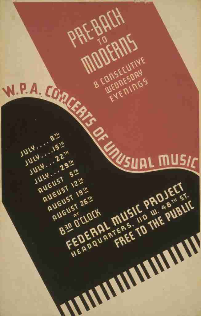 Unknown WPA Poster 1936 41 Pre Bach to Moderns A4 Photo Print