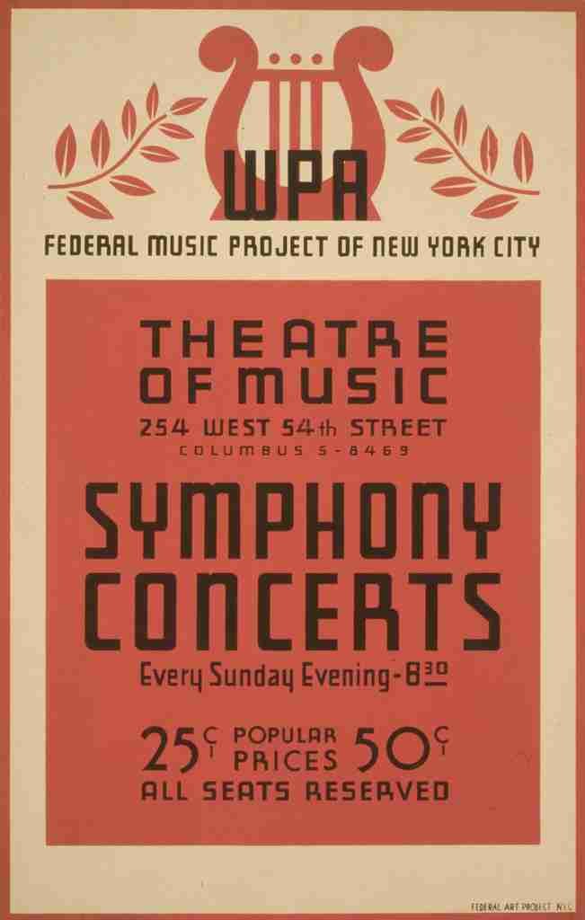 Unknown WPA Poster 1936 41 Symphony Concerts A4 Photo Print