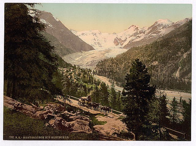 Upper Engadine Morteratsch Glacier Grisons Vintage A4 Photo Print
