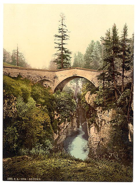 Upper Engadine Ota Bridge Grisons Vintage A4 Photo Print