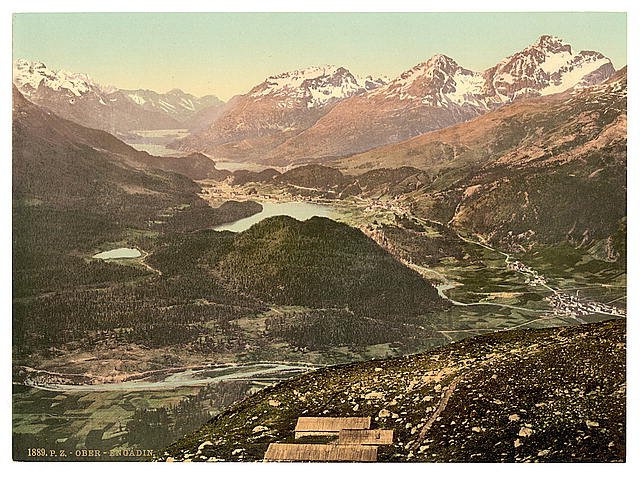 Upper Engadine general view Grisons Vintage A4 Photo Print