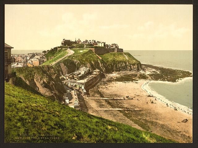 Upper town and beach Granville Vintage A4 Photo Print
