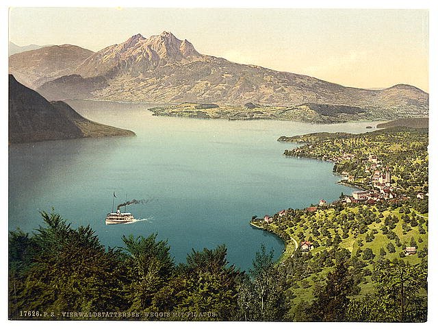 Urnersee and Pilatus Lake Lucerne Vintage A4 Photo Print