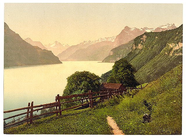 Urnersee general view Lake Lucerne Vintage A4 Photo Print