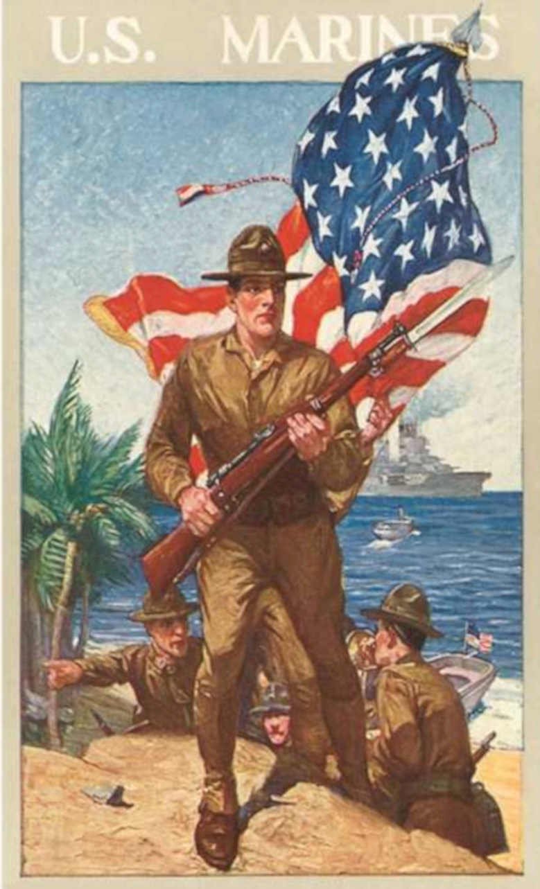Us Marines Beach Vintage Retro Advert Ads A4 Photo Print