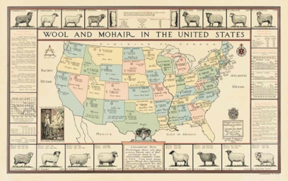 Us Woolmohairmap Vintage Retro Advert Poster