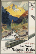 Usa Canada Air Sea Train Travel 47 Vintage Advert A4 Photo Print
