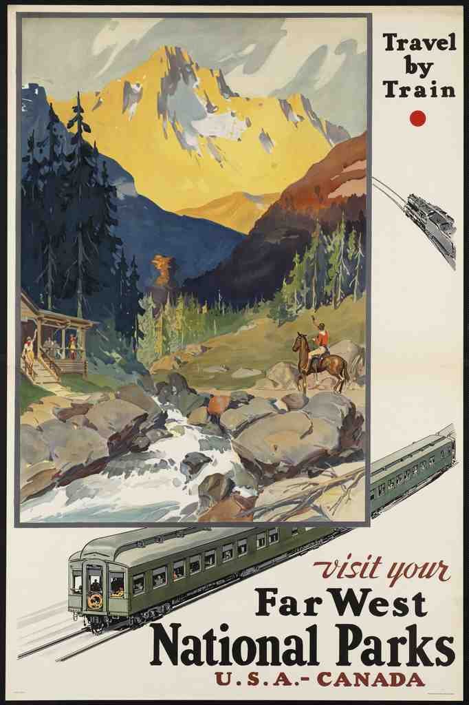 Usa Canada Air Sea Train Travel 47 Vintage Advert A4 Photo Print