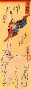 Utagawa Kuniyoshi elephant catching a flying tengu Art A4 Photo Print