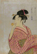 Utamaro Kitagawa 1753 1806 Young lady blowing on a poppin 1790 A4 Photo Print