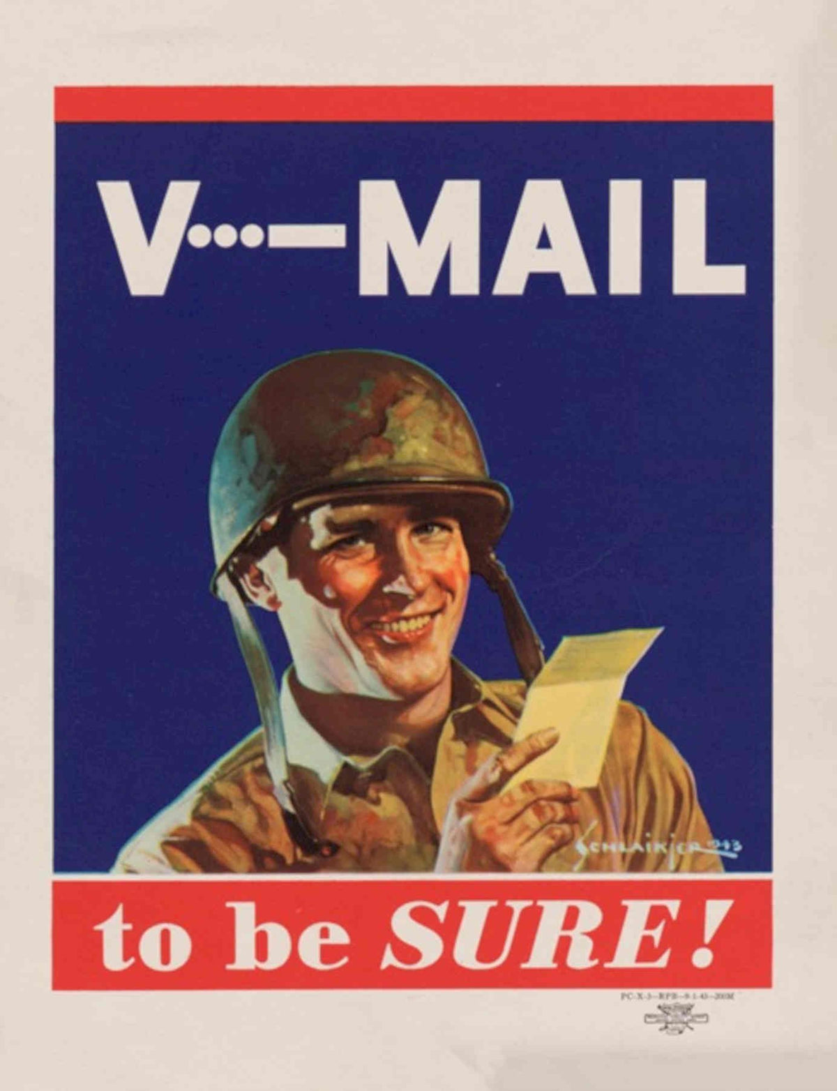 V Mail Soldier American World War II Advert Poster