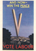 V Symbol Labour 1940s Vintage Retro Advert Poster