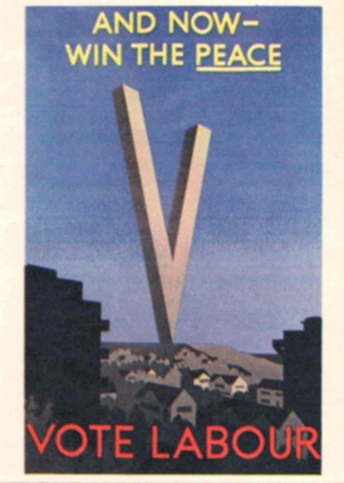 V Symbol Labour 1940s Vintage Retro Advert Poster