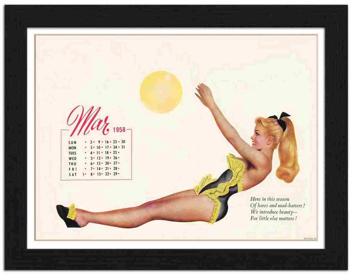 VP FRAME 150730 03 pin up girl 1958 march Advert A4 Photo Print