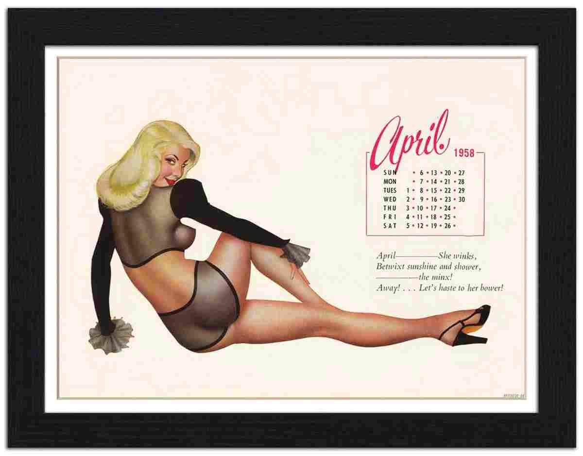 VP FRAME 150730 04 pin up girl 1958 april Advert A4 Photo Print
