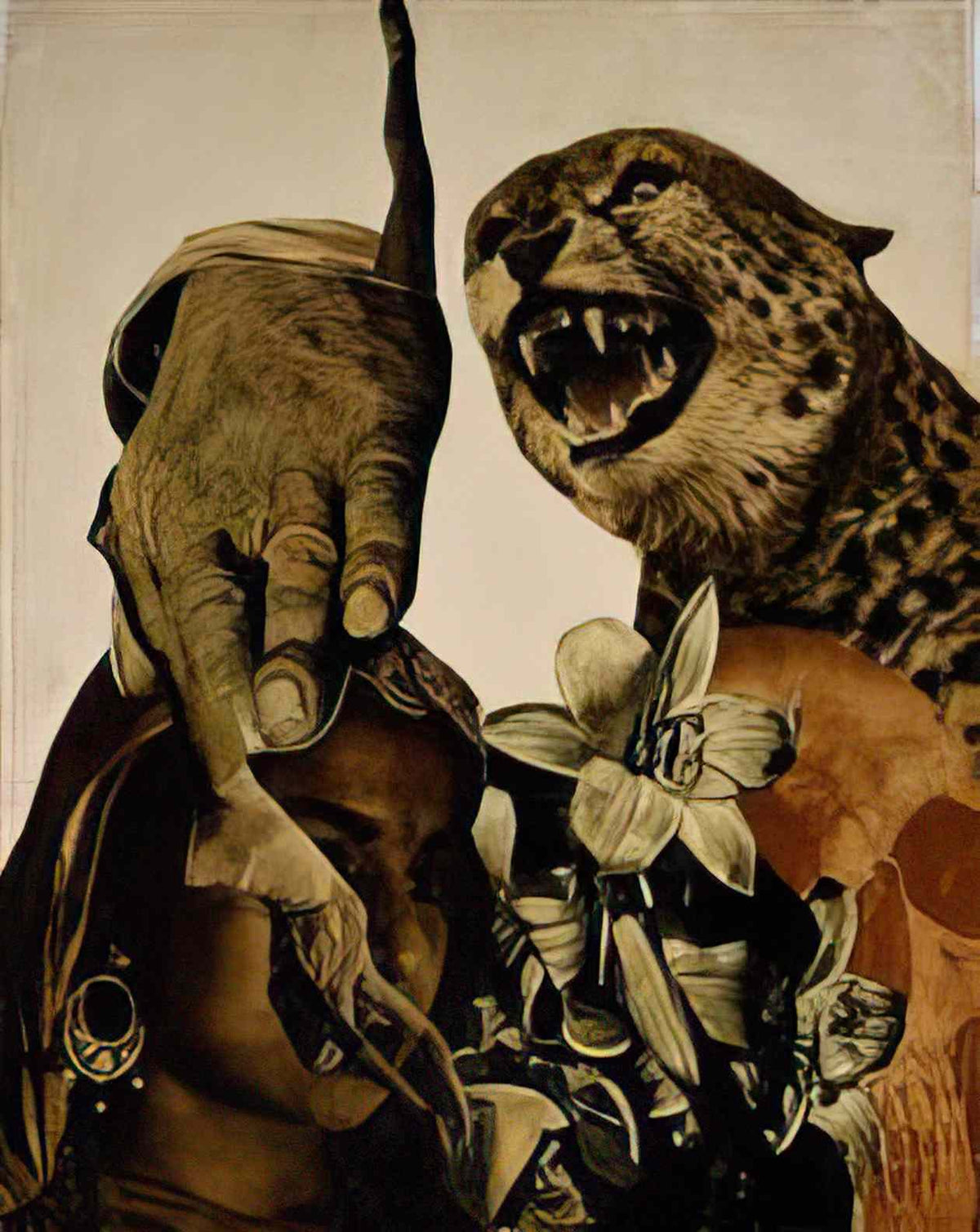 Vajda Lajos tiger and lillies 1933 Art A4 Photo Print