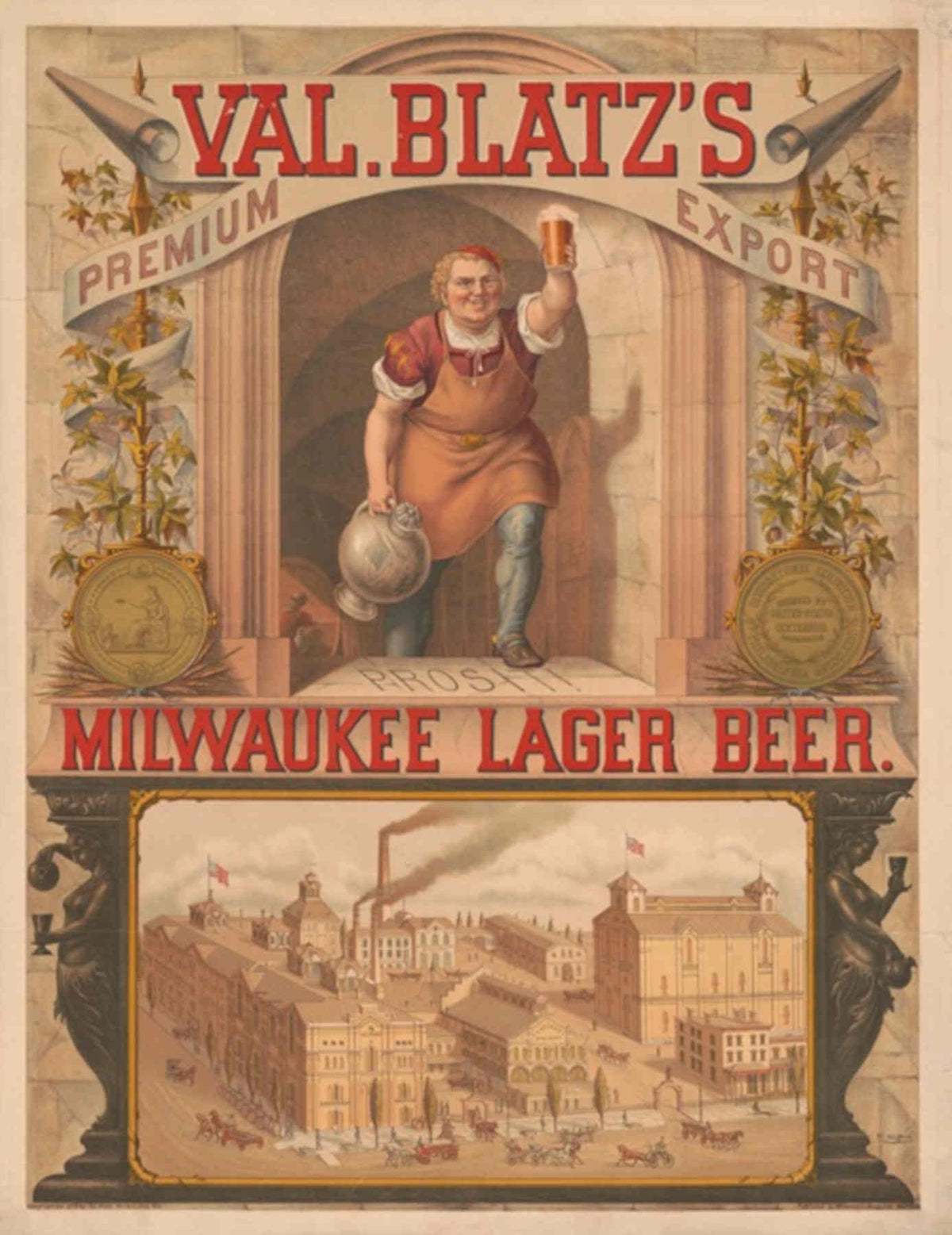 Val Blatz Milwaukee Vintage Retro Advert Poster