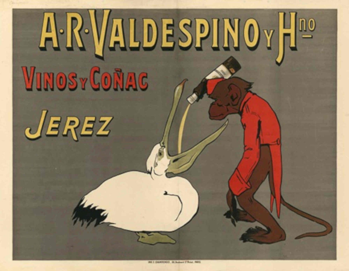 Valdesino Monkey Wine Vintage Retro Advert Poster