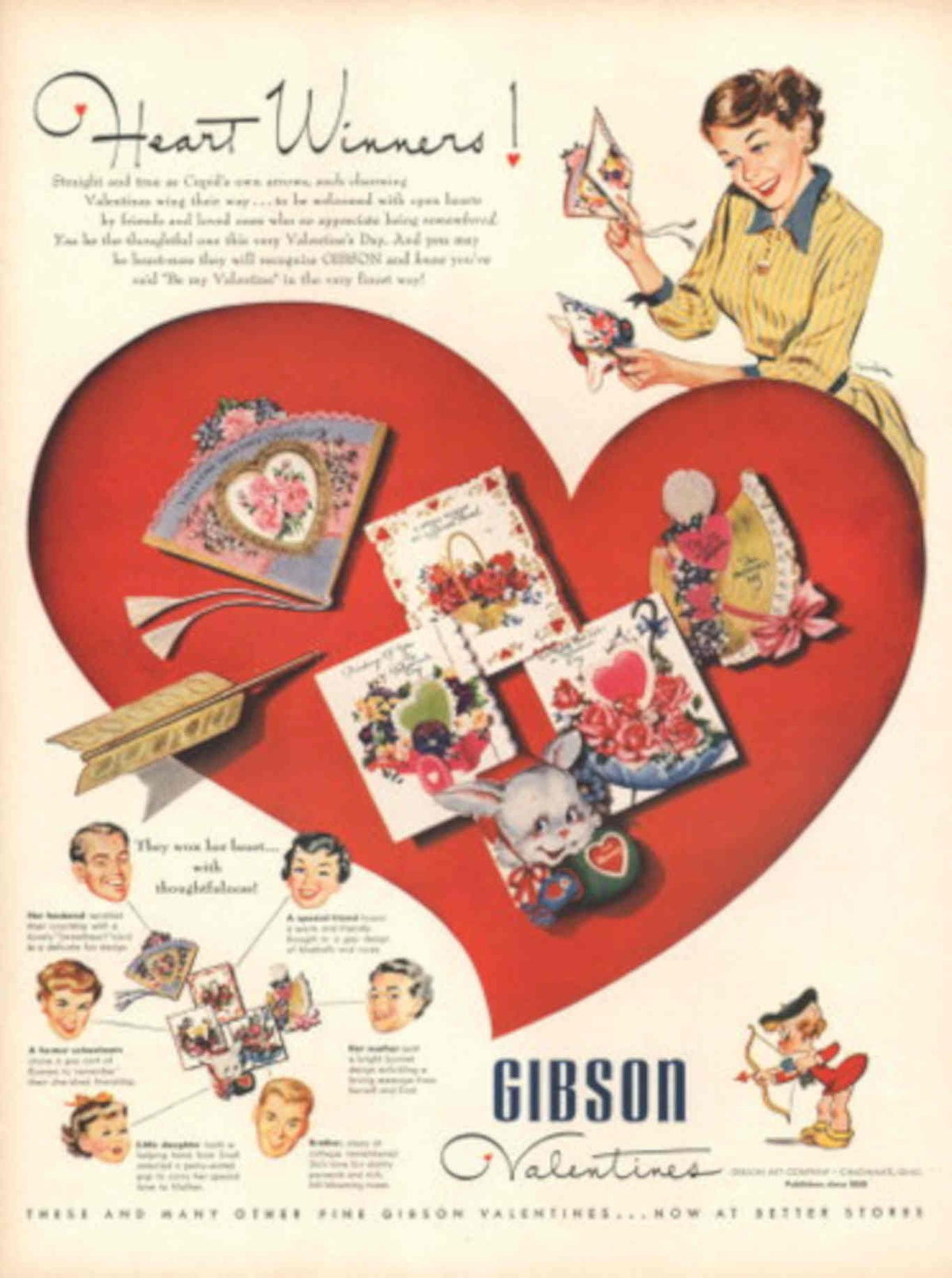 Valentine Cards Winners 1950s Vintage Retro Advert Poster