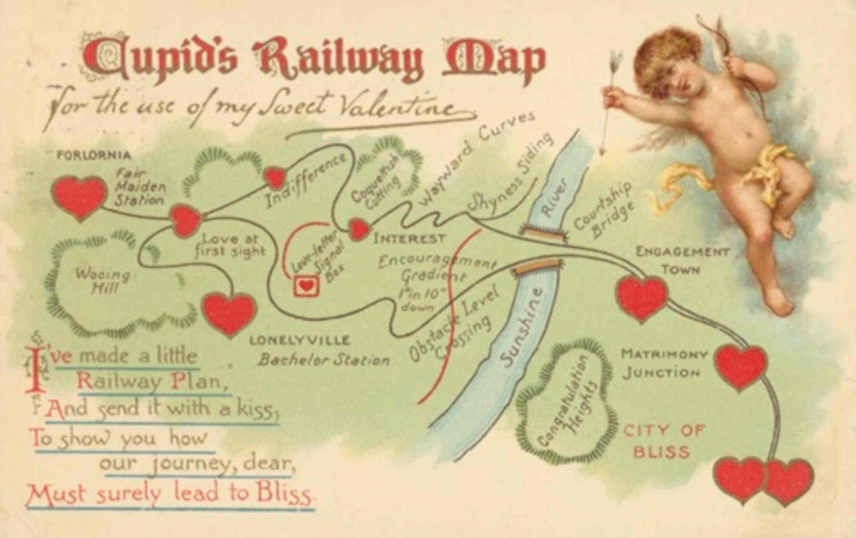 Valentines Railway Map Vintage Retro Advert Poster