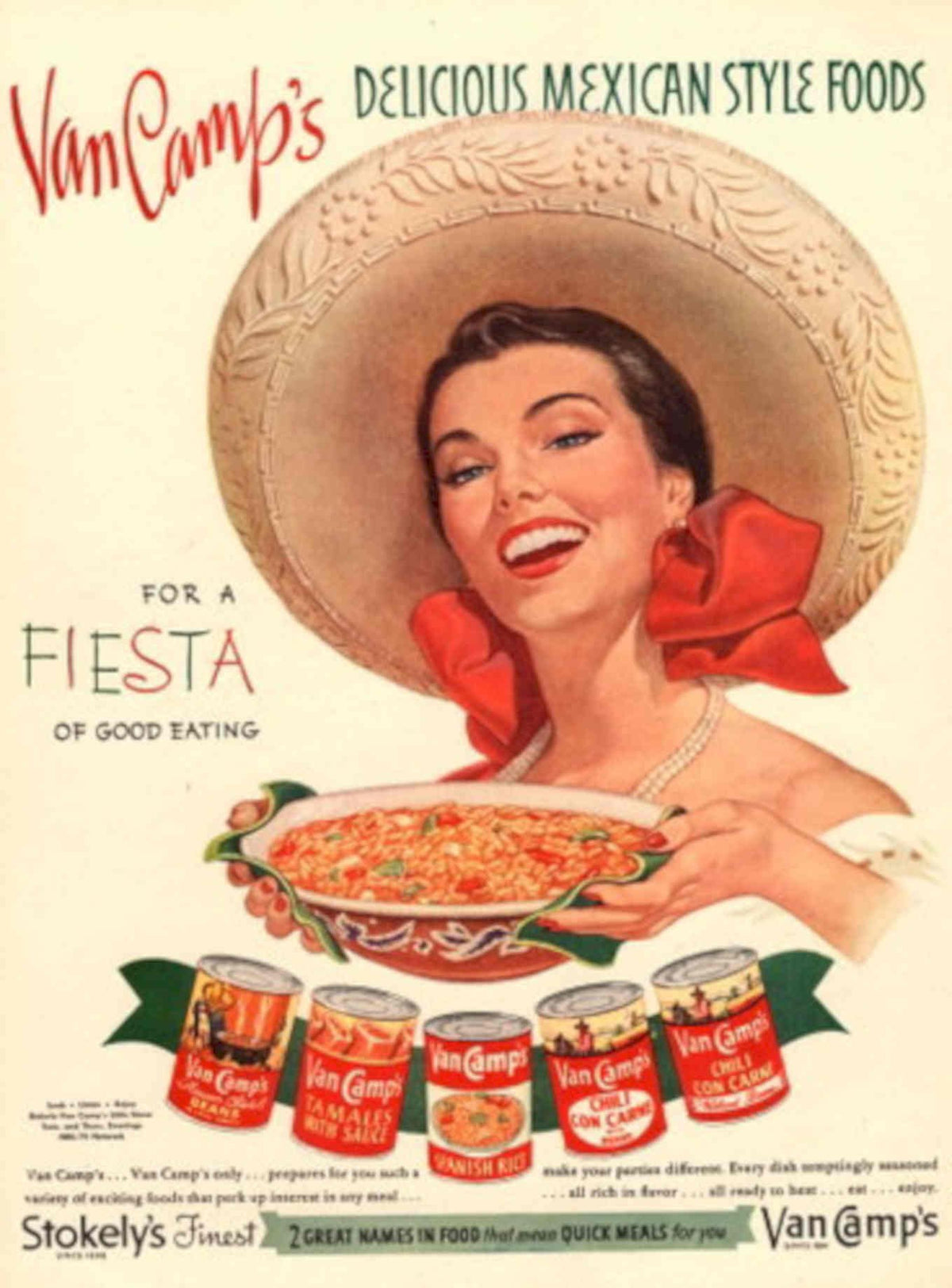 Van Camps Fiesta 1950s Vintage Retro Advert Poster