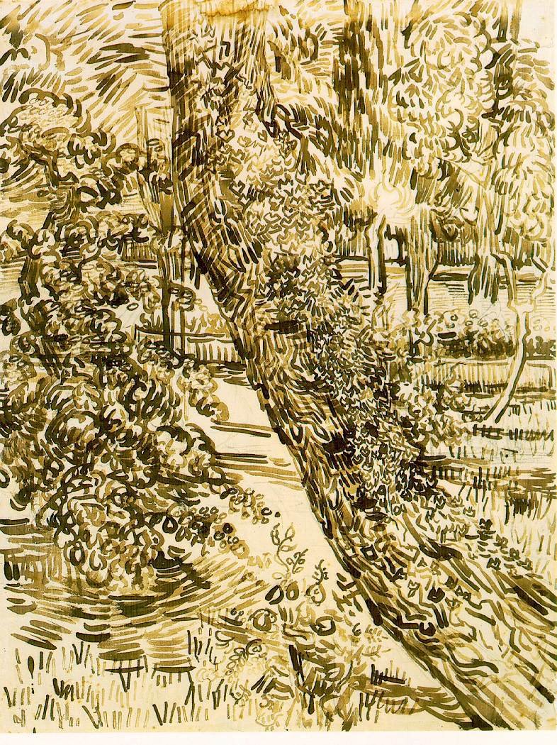 Van Gogh Tree With Ivy In The Asylum Garden, 1889, 62x47 Cm Art A4 Photo Print
