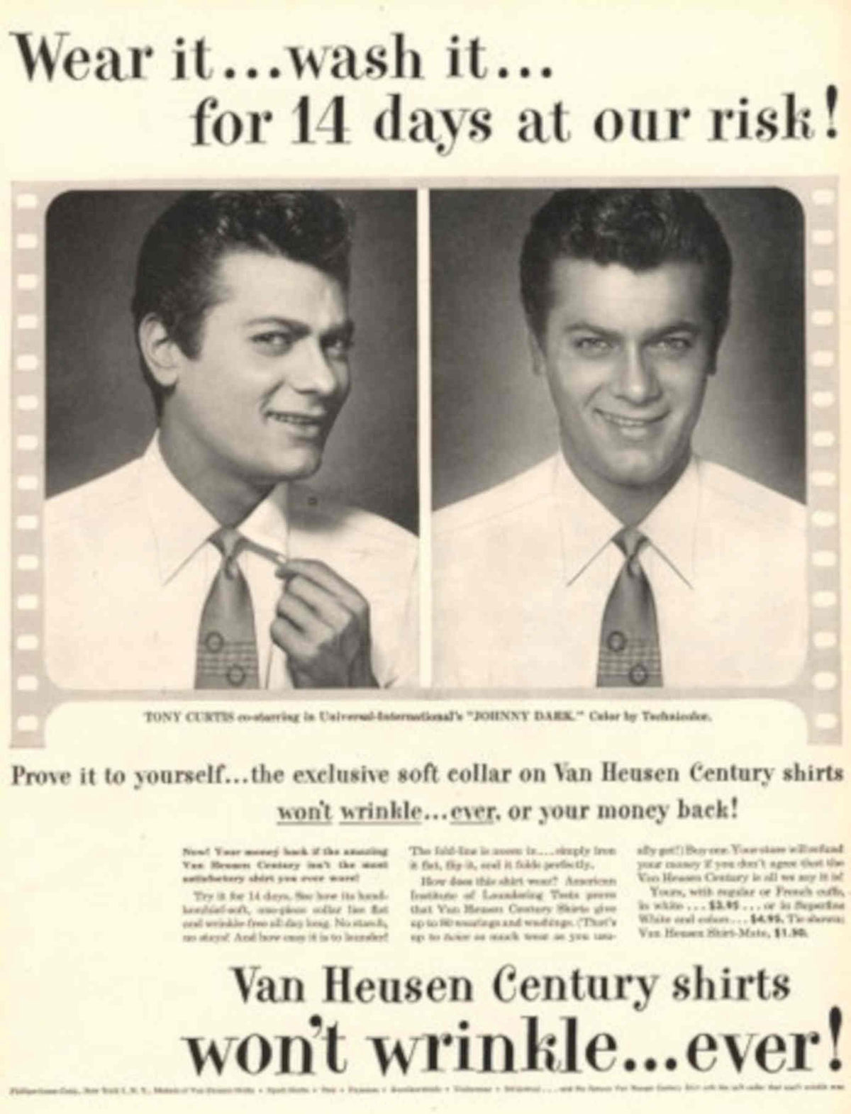Van Heusen Century 2 1950s Vintage Retro Advert Poster
